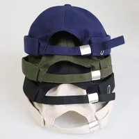 Brimless hatt för män Kvinnor monterad bomull Bonnet Skullcap Svart Brimless Cap Docker Sailor Watch Beanie