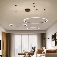 Cercles modernes pendentif lampe en métal acrylique art art lustre lustre de la maison