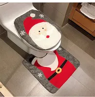 accesorios de fiesta del muñeco de nieve de Santa ciervos de asiento de inodoro de la cubierta y alfombras rojas fijadas las decoraciones de Navidad de baño (Santa Claus)
