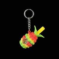 2.8&#039;&#039; smoking pipe pineapple Hookahs silicone hand pipes Glass Bong Water bowl tobacco Oil Rigs Portable with keychain