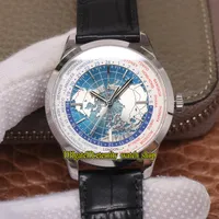 8F V2 Versión Geofísico Universal Tiempo 8108420 Hemisferio norte Mapa Dial Cal.772 Reloj automático para hombre de acero Relojes de diseño de cuero