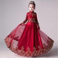 Children&#039;s dress princess dress girl fluffy flower girl piano costumes birthday small host evening dress catwalk