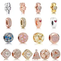 26 Styles Perles de bricolage 50pcs / lot or rose rose perle charme européen mixte ajustement bracelet charmes pandora pour les femmes bijoux bricolage Livraison gratuite