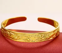 Brazalete de Phoenix del dragón para mujer brazalete de oro amarillo de 18K joyería llenada pulsera de moda