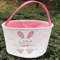 Wholesale Canvas Easter Basket Bunny Easter Bucket Blank Bunny Tote Bags Kids Gift Happy Easter Rabbit Decoration SSA224