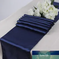 Navy Blue Satin Table-lopers 12 "x 108" Bruiloft decoraties