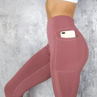 Leggings pour femmes taille haute téléphone portable poche panneau de maillage compression stretch yoga entraînement running pantalon capri serré