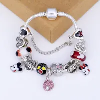 Partihandel-925 Murano Charm Pärlor Armband för barn Original DIY Smycken Style Passande Pandora Cartoon Bracelet Smycken