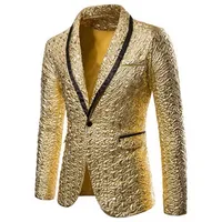 반짝이는 금 스팽글 반짝이는 장식 블레이저 재킷 남자 나이트 클럽 무도회 슈트 남자 블레이저 의상 무대 옷