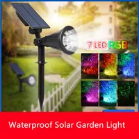 7 LED RGB 태양 정원 조명 야외 태양 램프 방수 잔디 빛 태양 전원 조명 센서 가로 야드 장식