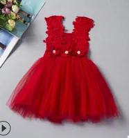 ガールズドレス花子供服2018夏のファッションノースリーブベストレースチュチュプリンセスパーティードレスKU-137