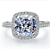 Anneau de diamant halo en plaqué or blanc 18 carats pour femmes bijoux en argent sterling livraison rapide d'États-Unis