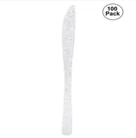 Ücretsiz kargo Toptan 2019 100 Adet Gümüş Tek Kullanımlık Plastik Bıçaklar