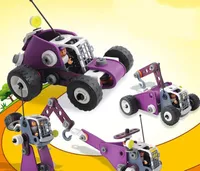 Nowy 2019 Puzzle dziecięce 4 w 1 Miękkie Plastikowe DIY Zmontowane Building Blocks Nakrętek Engineering Car Creative Toys