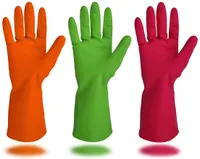 Очистные синтетические резиновые перчатки, средний размер, 11,8 дюйма, 6 пар 3 цвета