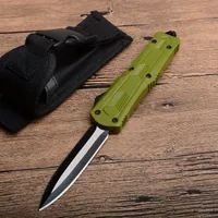 Aluminum Handle Mic T green double blade 440 Camping Hiking Hunting Fruit Kitchen Outdoor tools Tactical Automatic Combat knife