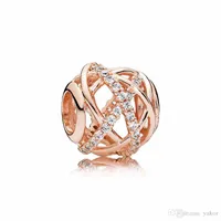 Роскошные 18K розовое золото выдолбленные галактики шарм набор Оригинальный ящик для Pandora DIY браслет CZ Diamond Bear Comberms Jewelry аксессуары