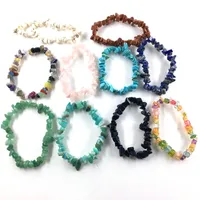 Многоцветные разбитые натуральные каменные браслеты из бисера для женщин целебный кристалл кварцевый камень эластичный браслет мужская мода ювелирных изделий подарок