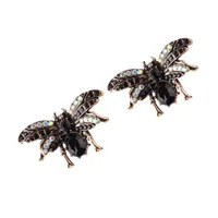 Groothandel - Zeer schattige mooie mode luxe designer overdreven kristal vintage insecten Bee stud oorbel voor vrouw meisjes coole zwarte kleur