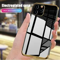 Metal Electroplate Soft TPU Clear Cell Phone Case Anti-Shock Transparent Protector Fodral för iPhone 11 Pro Max XR X XS 6 6S 7 8 Plus