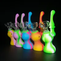 Mini Sherlock bubbler portable silicone Water Pipes water bongs smoking pipes tobacco pipe for dry herb twisty glass blunt