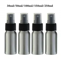 30ml 50ml 100 ml 250ml Aluminium Puste Atomizer Refillable Perfumy Travel Spray Butelka z bielszą / czarną nasadką