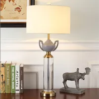 Tyg Cover Crystal Table Fashion Model Room Desk Lamp American Personality Bedside Lights LR020