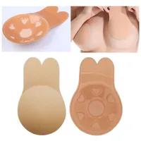 2 Teile / para Frauen Niedlichen Kaninchen Ohr Unsichtbare Bh Anheben Brust Aufkleber Atmungsaktive Bio-Silikon Nippel Abdeckung Anti-schlaffe