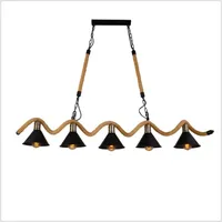 Lâmpadas de pingente de corda Loft Industrial Iluminação Restaurante Suspensão Retro Led Chandelier luzes 3/5 cabeças