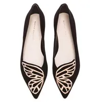 Sophia Webster Lady Süet Deri Elbise Ayakkabıları, Kelebek Kanatları Nakış, Keskin, Düz Sığ Kadın Tek Ayakkabısı, Boyut: 34-42