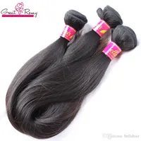 Greatria 100% Malezyjskie Ludzkie Przedłużanie Włosów Remy Ludzkie Wiązki Włosów 16 "18" 20 "Kolor Naturalny 3 Sztuk Double Weft Silky Proste Włosy