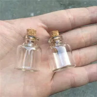 22x28x7 mm 4 ml Mini Glass Wish Bottles Pendants Tomma klara transparenta små glasflaskor med kork 100 st