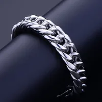 USENSET Charm Bracelet Regali per uomo Round Grinding grande catena Miami Cuban Link Chain 14mm Mens Jewellery