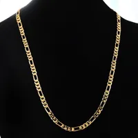 Cadenas platinas de oro de 24k de 4,5 mm de 4,5 mm Nk enlaces Figaro Collar Chokers Joyería de la vendimia