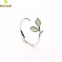 Accessori a basso costo gioielleria raffinate 100% 925 sterling argento verde opale foglie anelli aperti per donne di alta qualità alla moda creativa ...