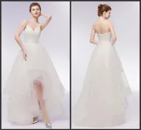 2019 novo design especial alto baixo uma linha vestidos de casamento sexy spaghetti tiras tulle verão vestidos nupciais