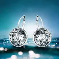 Goldene Farbe Bella Piercing Ohrringe für Frauen weiße Kristall aus Asutria Mode Stud Ohrringe Hochzeitsfeier Bijoux Schmuck Geschenk