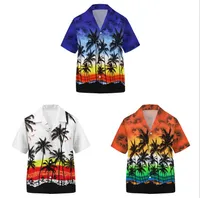Casual Teen Boy Shirts voor Kinderen Korte Mouw Turn Down Collar Coconut Tree Print Beach Boys Shirt Tops Summer Kinderkleding 7-14Y 13 COLOR