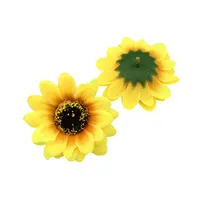High Quality 7cm Silk Sunflower Artificial Flower Heads Wedding Diy Wreath Hair Fake Flowers Decoration 50pcs /Lot