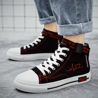 Mode canvas schoenen voor mannen vrouwen hoge casual schoenen zwart wit rood platvogel ontwerper sneakers zelfgemaakte merk gemaakt in China maat 39-44