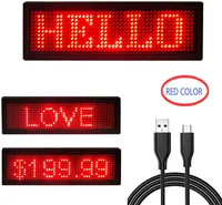4411 Kırmızı LED Adı Ekran Kaydırma Kısa Mesaj / Adı Kart Etiketi Burcu Reklam Kurulu Şarjlı Programlanabilir LED Etiket