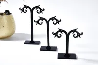 3pcs/Set Black Organic Glass Earrings Stud Stand Three-Piece Jewelry Packaging Display Props For Craft Gift DS05