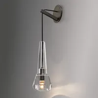 Modernclear Glass LED Vägglampa Svart Kropp Bedroom Bedside Wall Light Sconce Cable Justerbar Aisle Corridor Lamp Surface Mount