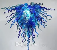 Nowoczesny LED Blue Glass Chandelier Light Home Decor 100% Ręcznie Dmuchane Murano Szkło Wisiorek Lampy Tanie Małe Szkło Zaprojektowane Żyrandol na sprzedaż