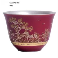 porcellane d'argento tazza di tè 999 puro argento ricchezza tazza maestro campione di ceramica di colore giallo coppa d'argento puro a mano a casa Origine di Dehua
