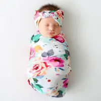Newborn Baby Swaddle Blanket Bow Headband Hat 3 pcs Sleeping Bags Wrap INS Toddler Cartoon Dinosaur Sleep Sacks Shark Photography Prop
