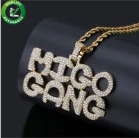 HIP HOP Sieraden Migo Bende Iced Out Hanger Mens Designer Ketting Luxe Mode Diamant CZ Hangers Rapper Bubble Letter Chain Rock Charms