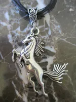 Luxe Designer Grote Rokken Mustang Pony Horse Ketting Hanger Vintage Zilver Verklaring Organza Lint Ketting Dames Sieraden Bijoux