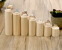 [DDISPLAY] Natuur Solid Wood Ring Display Stand Cilinder Paar Ringen Sieraden Display Bruiloft Houten Vrijstaande Sieraden Stand Stoel