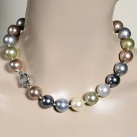 KOSTENLOSER VERSAND Natural Colored Shell Pearl Necklace Mode-Großhandel 16mm